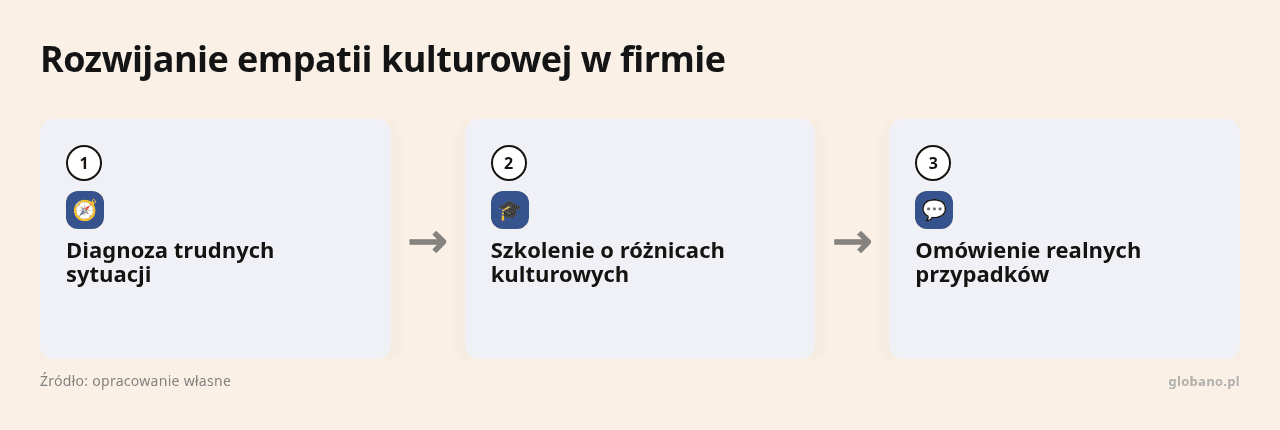 Kolejne kroki: Diagnoza trudnych sytuacji, Szkolenie o różnicach kulturowych, Omówienie realnych przypadków